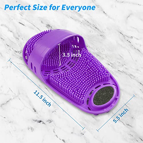 Silicone Shower Foot Scrubber Personal Foot Massage and Cleaning with Soft Silicone Bristles and Non-Slip Suction Cups, Foot Scrubbers for Use in Shower Men and Women (1PCS Purple)