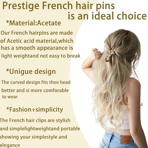 French Hair Pins for Buns & Updos - 4 Pack Acetate Clips