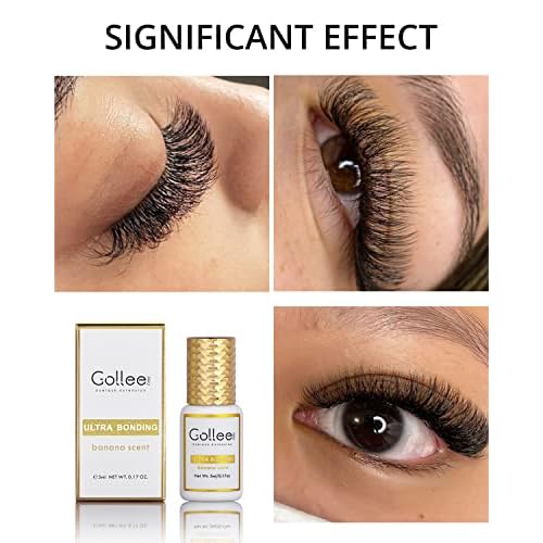 Eyelash Extension Glue Banana Scent Lash Glue for Eyelash Extensions 1-2 Sec Fast Drying/Ultra Bonding Retention -6 Weeks/ (0.17fl.oz / 5ml) Black Lash Adhesive Professional USE ONLY