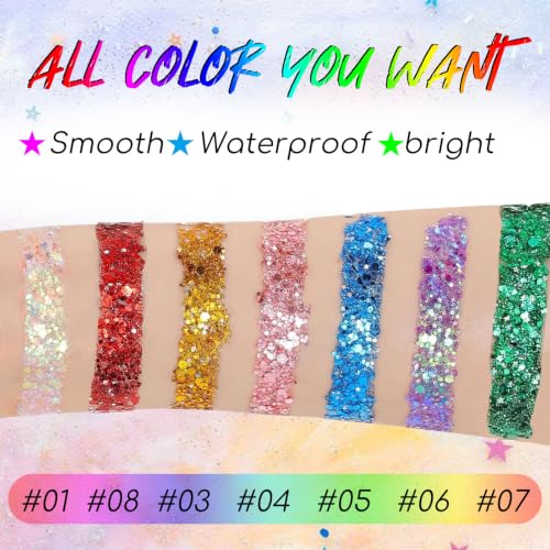 Body Glitter Stick, Waterproof 24-Hour Wear for Face & Hair