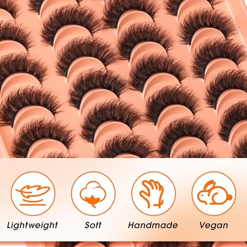6D Russian Cat Eye Lashes - 20 Pairs Faux Mink Wispy