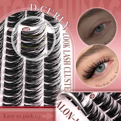 Manga Lash Clusters Volume Eyelash Clusters 192pcs Thick Cluster Eyelash Extensions 12-18mm Spiky Lash Extensions D-Curly Lashes Clusters Anime Individual Eyelashes DIY Cluster Lashes by TOOCHUNAG