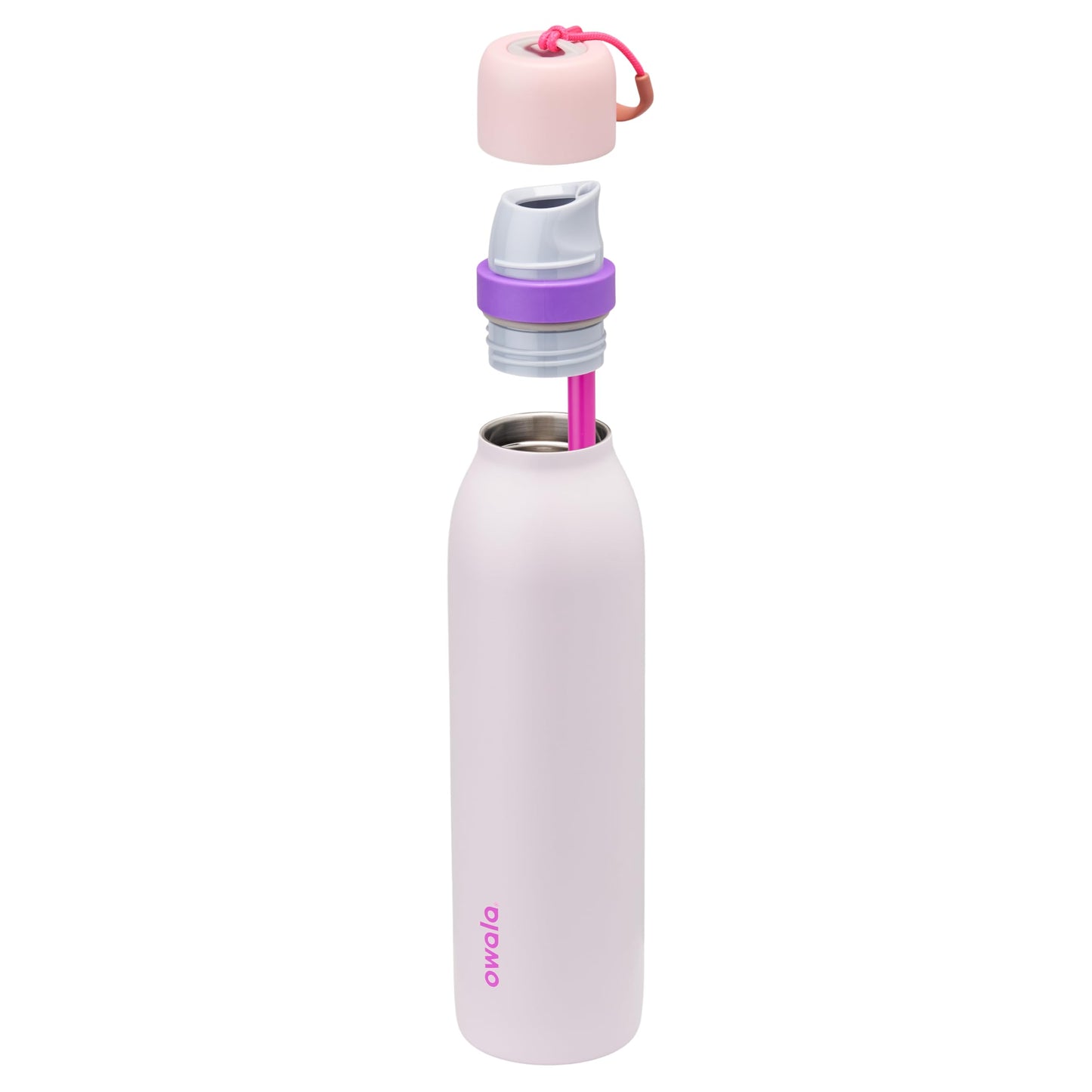 Owala FreeSip Twist Insulated Stainless Steel Water Bottle with Straw for Sports and Travel, BPA-Free, 24-oz, Pink/Purple (Dreamy Field)