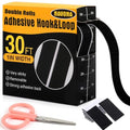 Navona 30Ft Heavy Duty Hook and Loop Tape with Adhesive - Black