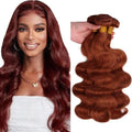 Copper Red Human Hair Bundles 20-24 Inch Body Wave Extensions 3 Pack