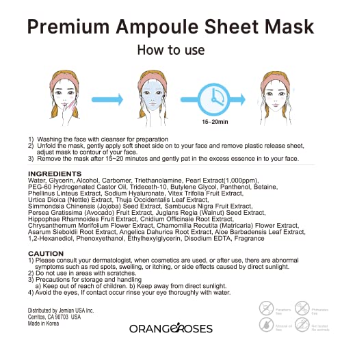 ¡¼Orangeroses¡½ 13 Pcs Combo Vital Ampoule Sheet Mask, Korean Facial Skincare Sheet | Simple & Effective Skincare Routine | Moisturization | Wrinkle Care | Brightening (New Upgraded Mask)
