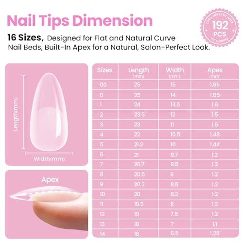 Beetles Tipex Lite Apex Nail Tips Kit, 192pcs with UV Lamp
