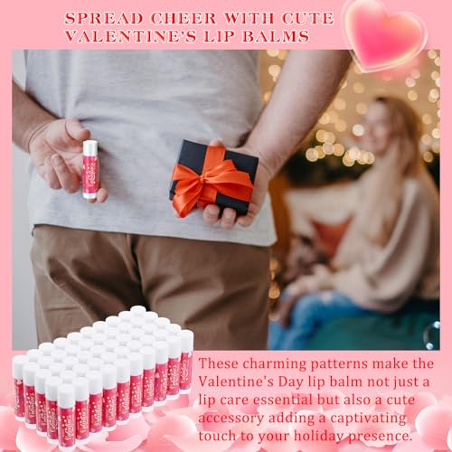 Demissle Valentine's Day Party Favors for Kids Classroom Lip Balms Bulk Peppermint Lip Care Products Moisturizing Lip Balm Valentines Love Heart Classroom Exchange Party Gifts for Boys Girls (50 Pcs)