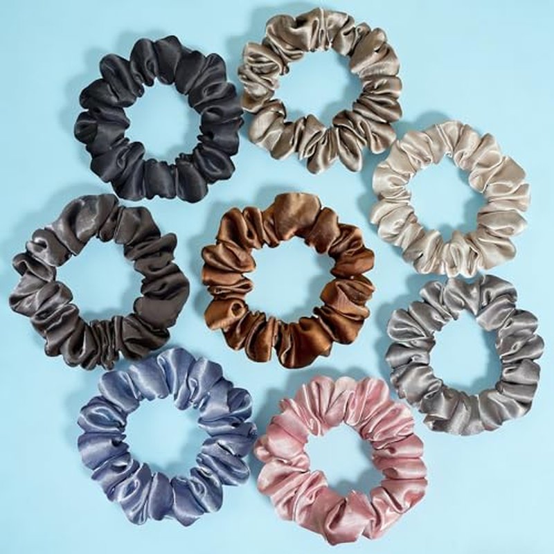 Mebloblo Satin Scrunchies for Women - 8 Pcs No Crease Hair Ties