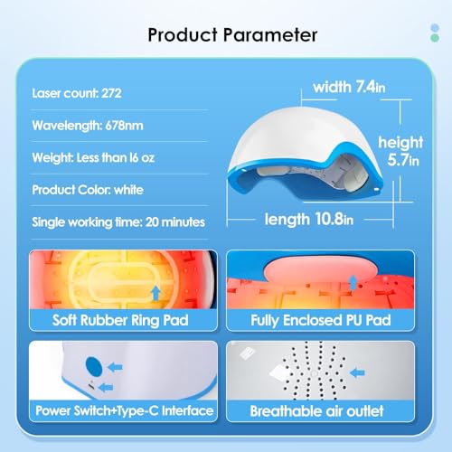 FDA-Cleared Red Light Therapy Hair Loss Helmet with 162 Laser Diodes