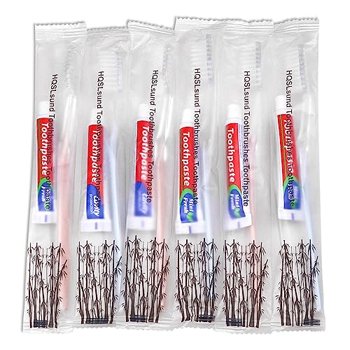 100 pcs Disposable Toothbrushes with Toothpaste Individually Wrapped, 2 Color Toothbrushes and Toothpaste 10g, Bulk Toothbrushes Toothpaste for Homeless,Airbnb,Hotel