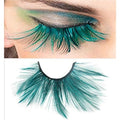 Halloween eyelashes Double Lip Black with Green Big Extra Long Feather eyelashes Extra extension Halloween Green Feather Tip False Eyelashes Dance Halloween Costume