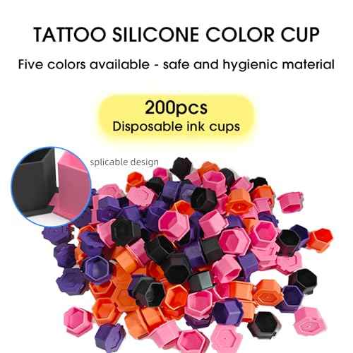 Tattoo Ink Caps Disposable Silicone Tattoo Pigment Cup 200Pcs/Set Tattoo Ink Holder Suitable for Tattooing Makeup Painting (Black)