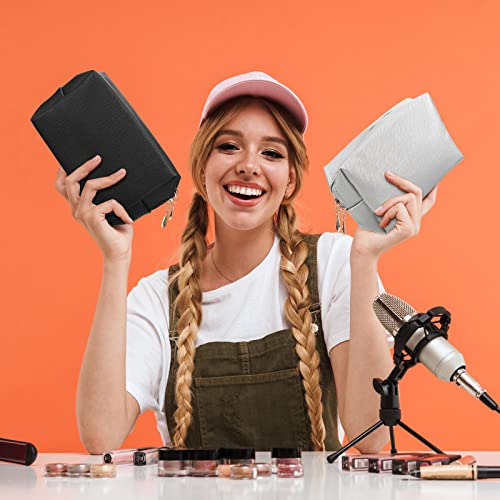 Jexine 9 Pcs Makeup Bag Leather Zipper Cosmetic Bag Preppy Water Resistant Versatile Makeup Pouch Travel Cosmetic Organizer Portable Toiletry Pouch Daily Beauty Storage for Women Girls Gift