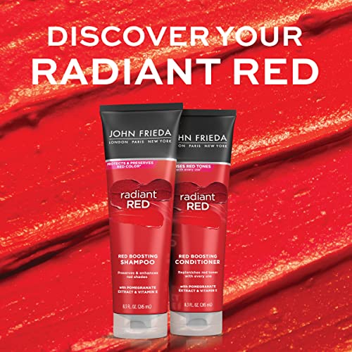 John Frieda Radiant, Boosting Conditioner, Hydrates and Enhances Red Tones with Pomegranate Extract and Vitamin E for Natural or Color-Treated Red Hair, 8.3 Oz