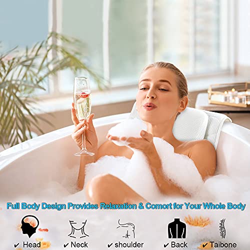 Full Body Bath Pillow with 21 Suction Cups & Mesh Bag
