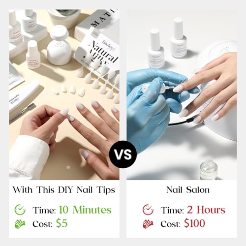Beetles Short Square Press On Nails D - Milky White Fake Nail Tips 150Pcs
