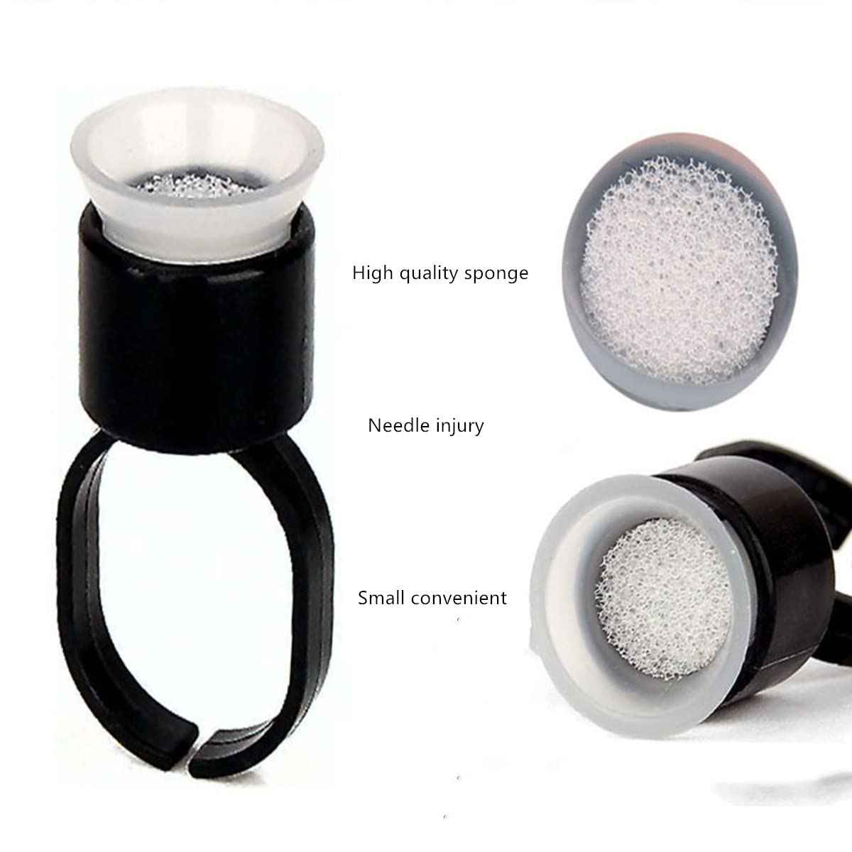 RUITASA Ink Ring Cups, 50 PCS Microblading Pigment Glue Rings, Sponge Ink Cups, Tattoo Ink Ring Cups for Microblading Supplies,Eyebrow Tools