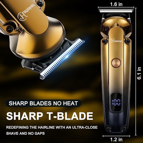 Hatteker Men's Beard Trimmer Kit Electric Razor Shaver Professional Hair Clipper with Zero Gapped T-Blade Nose Ear Beard Body Trimmer for Men Waterproof Cordless Grooming Kit 6 in 1