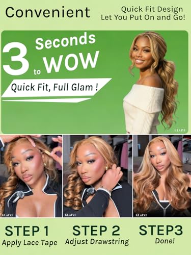 KLAIYI 13x4 Honey Blonde Body Wave Glueless Lace Front Wig 18"