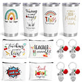UAREHIBY 12 PCS Teacher Appreciation Gifts in Bulk,20 OZ Wine Tumbler Thank You Gifts for Women Men,Teacher Appreciation Week Gift with Keychain,Best End of Year Gift with Cosmetic Bag