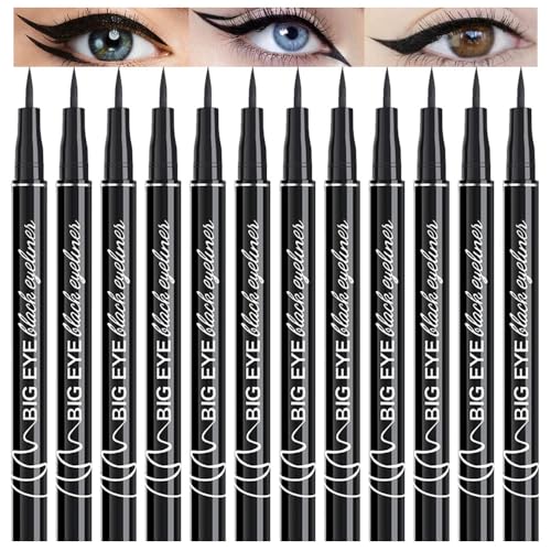 Matte Liquid Eyeliner Pen Set - 12 Pack, Waterproof & Long-lasting