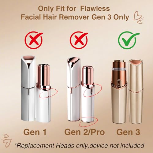 4 Pack Replacement Heads for Flawless Gen 3 Facial Hair Remover - Compatible with Finishing Touch