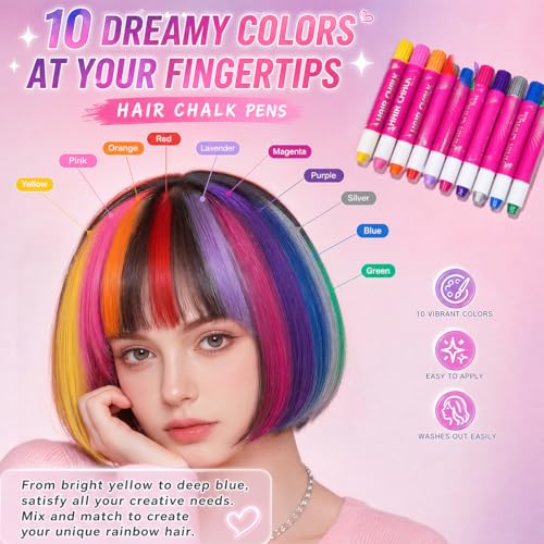 Kpop Hair Chalk 10 Colors - Temporary Washable Hair Dye