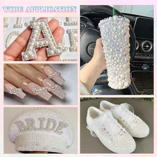 13500Pcs Flatback Pearls for Bedazzling (White) with B7000 Jewelry Glue, Assorted Size 2/3/4/5/6/8/10mm Half Pearl, Bedazzling Gems for Crafting Clothing Tumbler Shoes Embellishment Nail Art