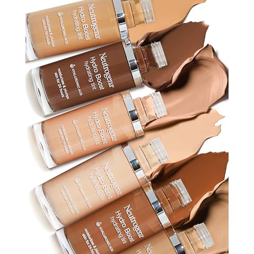Neutrogena Hydro Boost Hydrating Tint Foundation Makeup for Dry Skin, with Hyaluronic Acid, Lightweight Oil-Free Water Gel, Non-Comedogenic, 105 Caramel Color 1.0 fl. oz