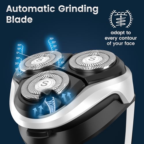 SweetLF Men's Electric Shaver, Silent & Powerful, IPX7 Waterproof, Dual-Track Floating Blades, Type C Fast Charging, 60 Minutes Charge, 120 Minutes Runtime, Precision Sideburn Trimmer, Travel-Friendly