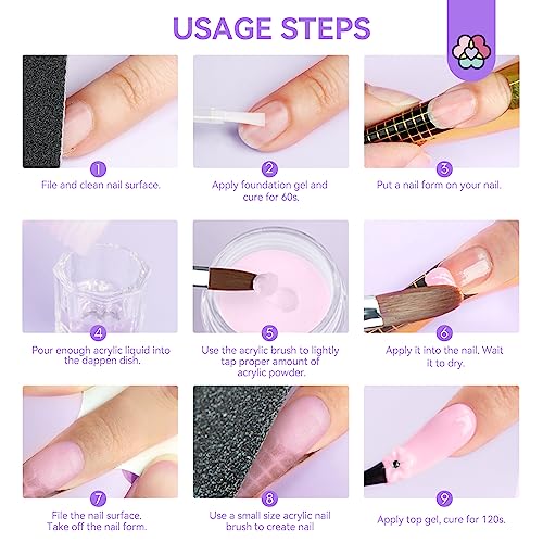 SAVILAND Acrylic Nail Kit for Beginners - Clear, Nudes & Pink, Model 05-Acrylic