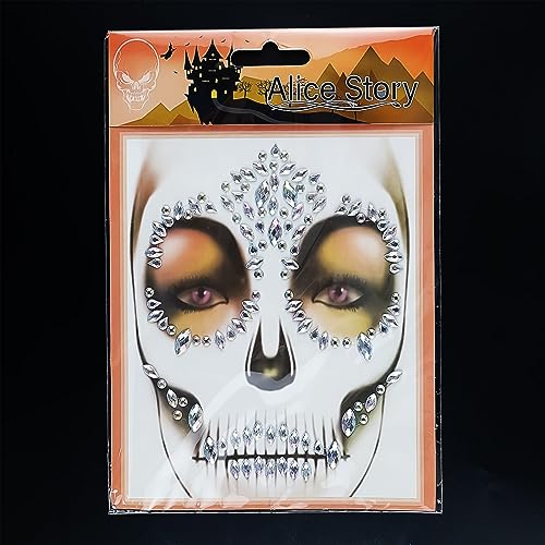 Day of The Dead White Rhinestone Face Jewels Stickers