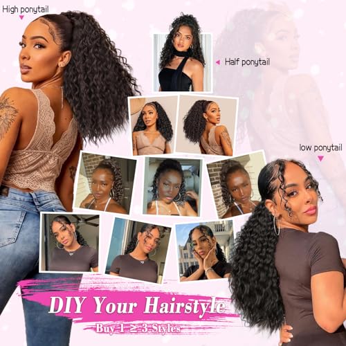 18 Inch Drawstring Ponytail Extension for Black Women - Curly Synthetic