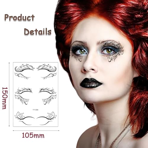 Halloween Eyeliner Stickers, 8 Sheets Waterproof Eye Tattoo Makeup