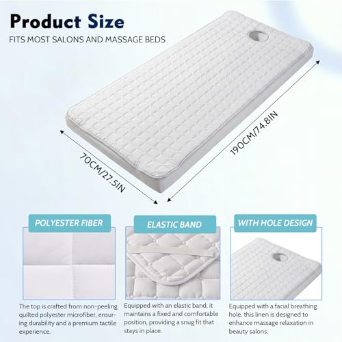 Soft Washable Massage Table Sheet Pad with Face Hole - Lash Bed Topper (75x28")