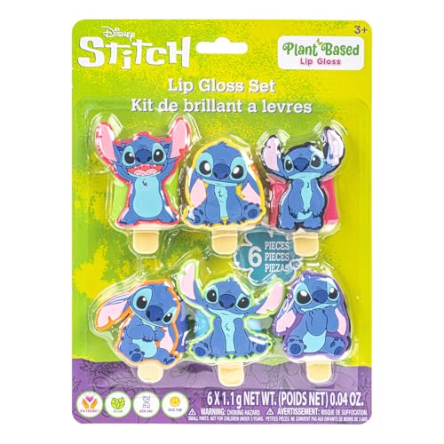 Stitch 6 pack Fruit Flavored Lip Gloss Pucker Pop Set, Ages 3+ Perfect for Birthdays, Stocking Stuffers, Holidays, School Rewards, Spa Days, Slumber Parties by Townley Girl