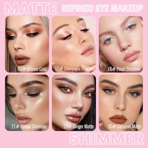 Cream Eyeshadow Stick Set - 6 Waterproof Shades with Built-in Smudger
