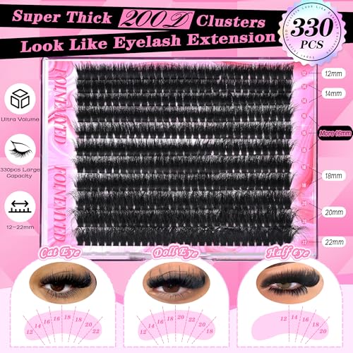 200D Lash Clusters Kit 330Pcs 12-22MM Volume Extensions
