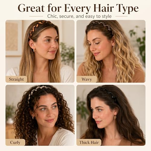 Zig Zag Non-Slip Hair Bands Set - Flexible Retro 90s Y2K Style for Women