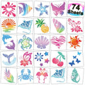 CHARLENT Glitter Temporary Tattoos - 74 Summer Party Sheets