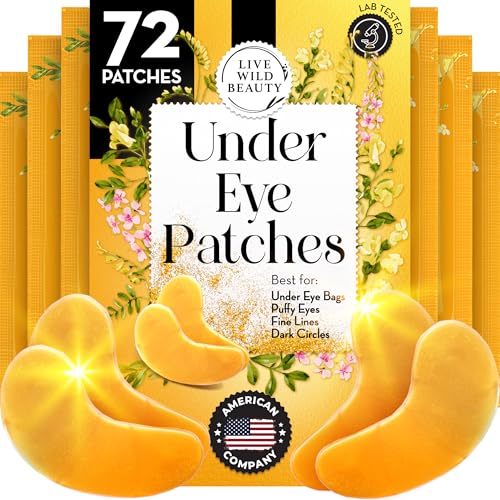 Under Eye Patches (72 Patches) for Puffy Eyes and Dark Circles with Pure Collagen, 24K Gold Eye Gel Pad Masks for Reducing Eye Bags, Puffy Dark Circles, Wrinkles, and Fine Lines