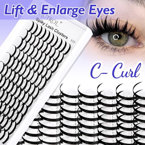 Spiky Lash Clusters Individual Lashes 14-22mm Mix Length C Curl Spiky Lash Extensions Premade Eyelash Cluster DIY Spikes Eyelash Cluster Volume Fairy Lash Extension