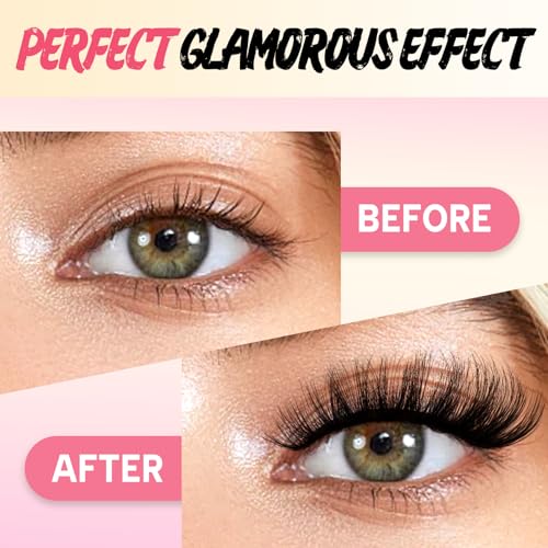 Ahrikiss Lashes Fluffy Cat Eye Lashes 5D Volume False Eyelashes That Look Like Extensions 10 Pairs Soft Wispy Fake Eyelashes Faux Mink Lashes (D18)