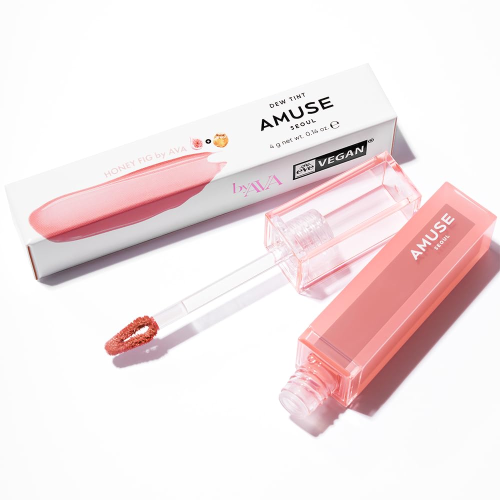 Amuse SEOUL DEW TINT 00 HONEY FIG by AVA | Soft and nude orange pink | Dewy, glossy, moisturizing, long-lasting color, youthful glow, allergen-free, vegan