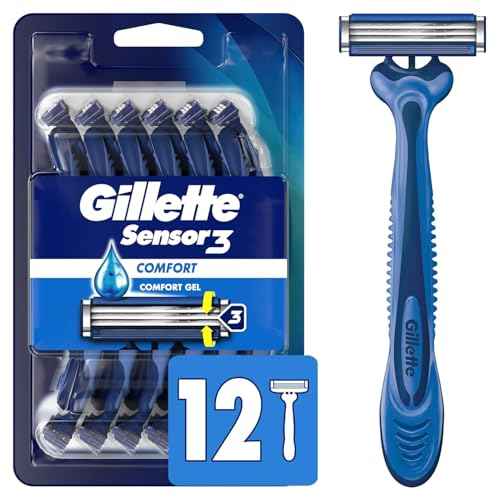 Gillette Sensor3 Comfort Men's Disposable Razors, 12 Razors