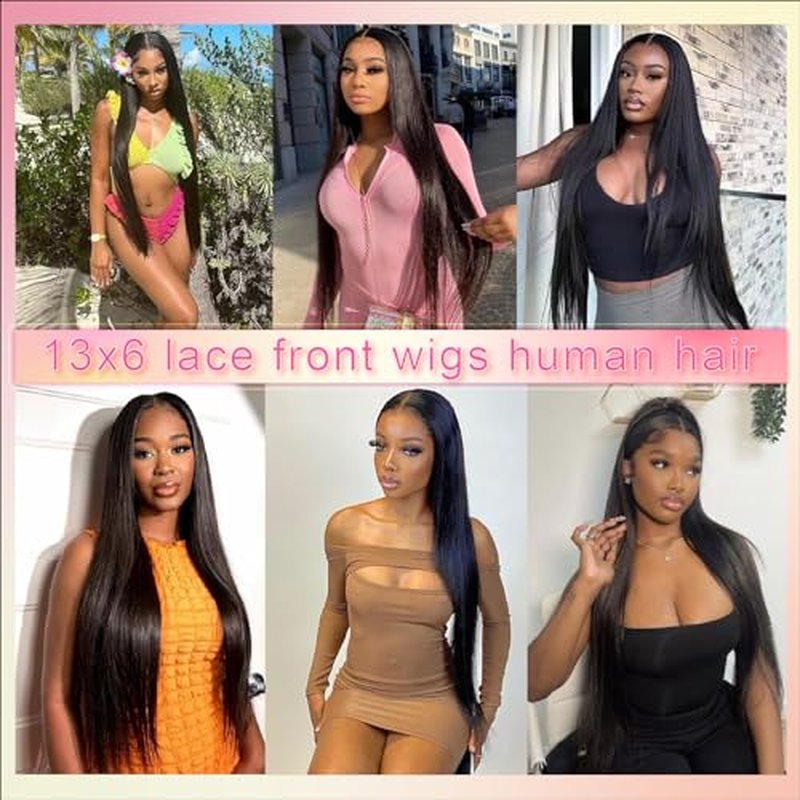 UKOWN 13x6 Lace Front Wig - 28 Inch Straight Human Hair, 200 Density