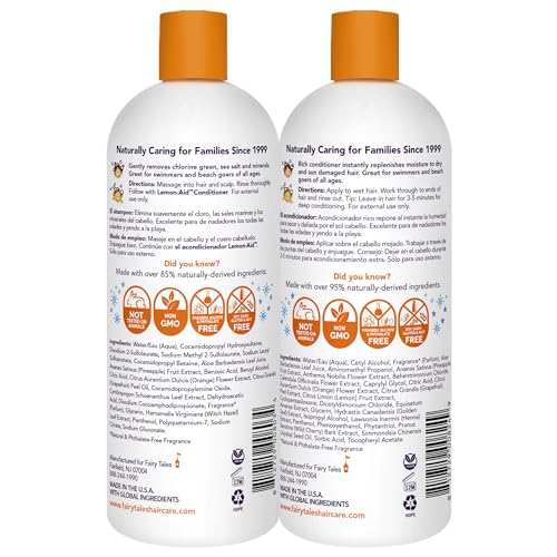 Fairy Tales Swim Shampoo 32oz and Conditioner 32oz for Kids | Made with Natural Ingredients in the USA | Chlorine Removal Swimmer Shampoo and Conditioner | No Parabens, Sulfates, or Synthetic Dyes