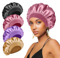4-Pack Silk Satin Bonnets for Curly Hair – Sleep Cap with Elastic Band