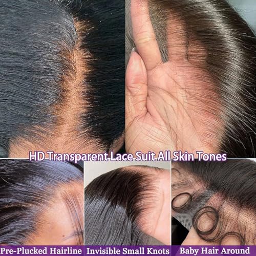 30 Inch Straight Lace Front Human Hair Wig 13x6 HD Swiss Lace Natural Color